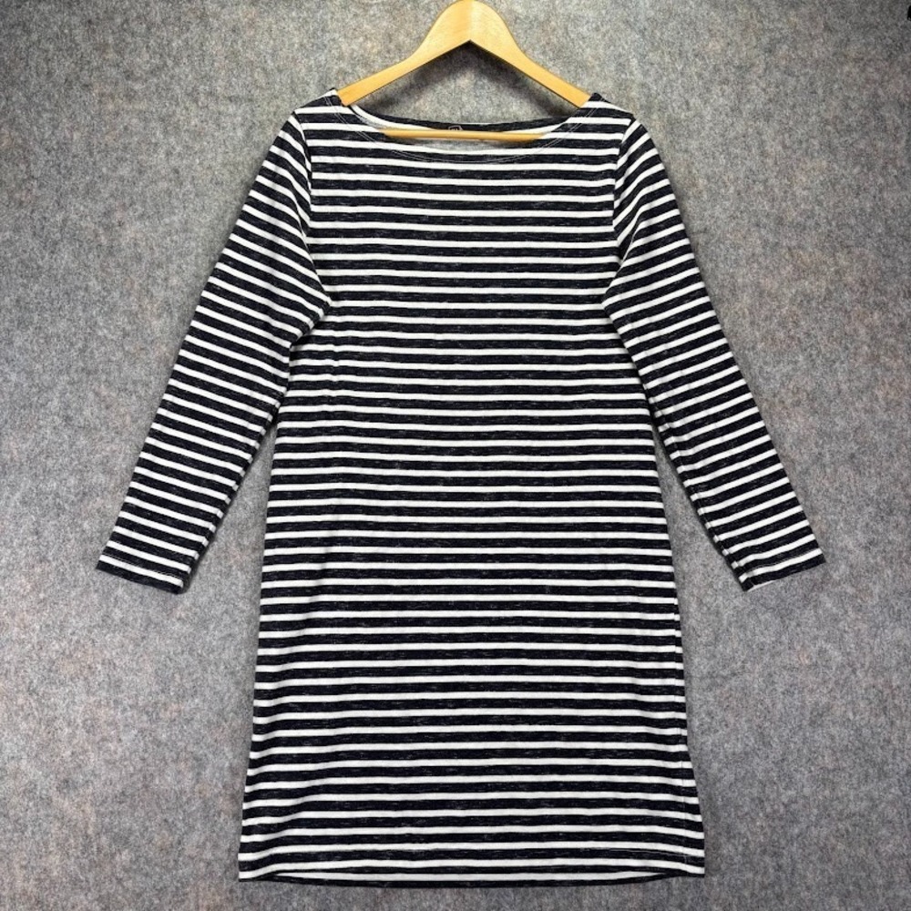 Gap Shift Dress Women L Navy White Striped Knit Pullover Nautical Summer Cotton